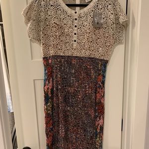 Multi Color Floral and Lace Dress